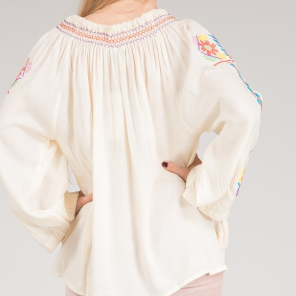 Hippie Boho Off Shoulder Peasant Blouse NWT - Picture 4 of 7